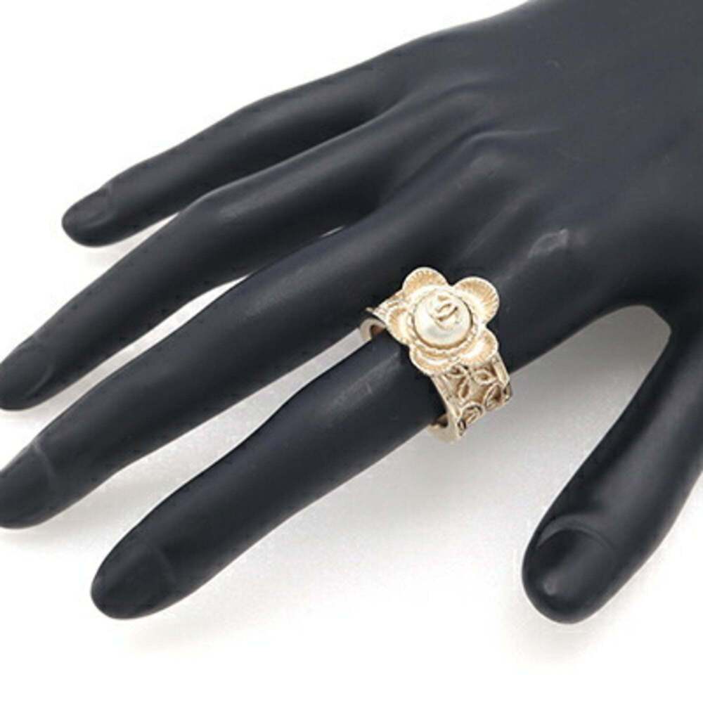 CHANEL Gold Pearl Logo Ring - Picture 6 of 7